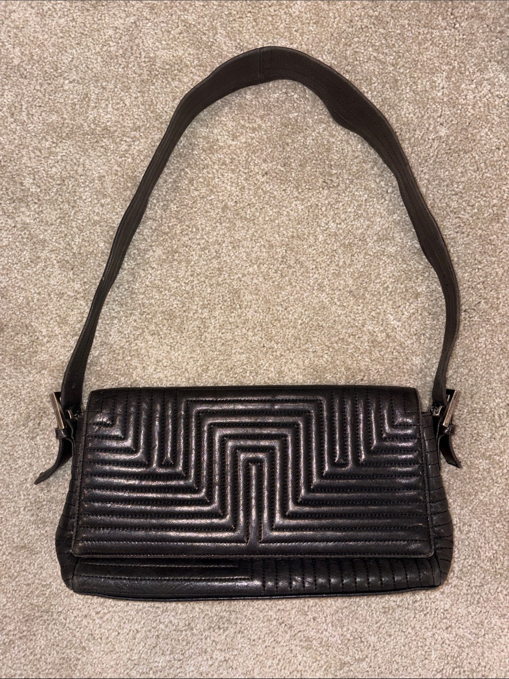 BALLY Black Leather Handbag Shoulder Bag Made in Italy